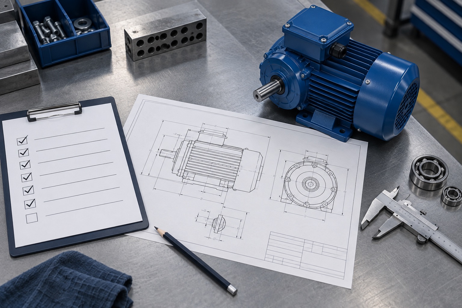 Editorial illustration for: Electric motor RFQ checklist: the details suppliers need